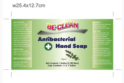 Be Clean Antibacterial Hand Soap Label With Instructions  Will Have Ndc   Labeler Code And Product Code (Be Clean Antibacterial Hand Soap)